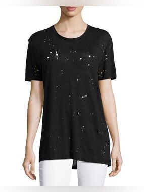 IRO Clay Black Distressed Short-Sleeve Tee